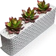 Artificial Succulents in Pots (13.5" Planter) - Red Succulents Plants for Window Sill Decor, Table Centerpieces, Patio & Coffee Table