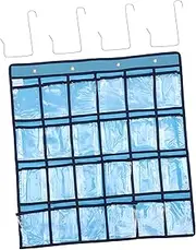 [Tuvwxyza] 24 Clear Pocket Non-Woven Fabric Hanging Bag for Mobile Phone and Calculator Storage School Classroom Wall Hanging Organizer Cell Phone Holder（Blue）