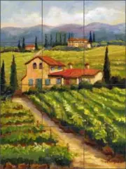 Vineyard Tile Backsplash Joanne Morris Landscape Art Ceramic Mural JM090