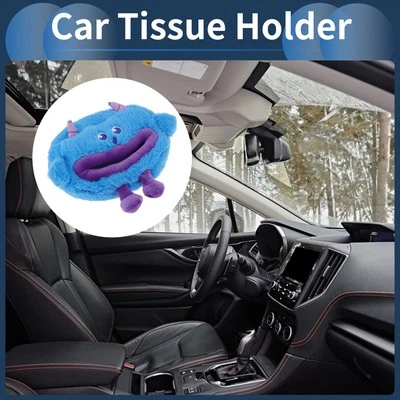 Car Tissue Holder Car Tissue Box Organizer Plush Blue Purple 1 Pcs