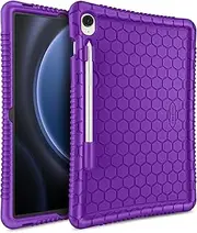 [Fintie] Silicone Case for Samsung Galaxy Tab S9 FE 5G 10.9 Inch/Galaxy Tab S9 11 Inch 2023, [S Pen Holder] Honey Comb Series Kids Friendly Light Weight Shock Proof Protective Cover, Purple