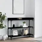 Console Table with Shelves Wooden Side Hall Table Living Room Black vidaXL