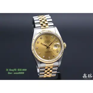 Rolex 勞力士 Datejust 16233 16233D 金色鑽石面盤 36MM 不鏽鋼 18K黃金