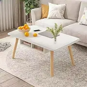 Coffee Table, Sofa Side Table, Living Room Wood Table, Office Tea Table, Balcony Table A16 (C White, 80X40X43CM)