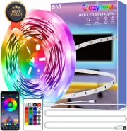 LED Light Strip 5M 16.4ft USB RGB with Remote, Music Sync 5050 LED 5V Bluetooth