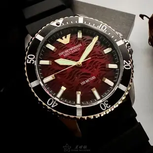 ARMANI阿曼尼精品錶,編號：AR00053,42mm圓形黑金色精鋼錶殼機械鏤空錶盤矽膠深黑色錶帶