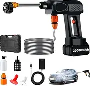Portable Cordless Pressure Washer, Cordless Portable Multi-Function High Pressure Water Blasters, 20000mAh Battery Power Washer, with 6-in-1 Nozzle for Car, Patio, Fence (Black)