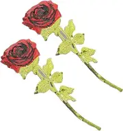 HAPINARY 2pcs Sequin Rose Patches Decorative DIY Sew Applique for Clothing Bags Fashionable Embroidered Floral Patches for Repairing Crafting