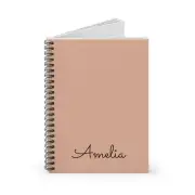 Custom Stationary, Rule Lined Spiral Journal with Name, Small Pink Notebook Gift