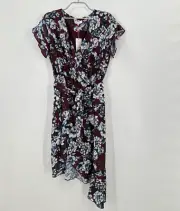 Parker Asymmetrical Wrap Midi Dress size M Cordovan Gardens Floral Print NWT