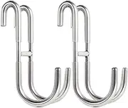 Dlilise Shower Door Hooks for Framed Glass Door, Towel Hooks Over Wide Framed & Frameless Glass Door, Towels Hanger for Bathroom, Both End Can be Used, Suit Rozer Robes Loofahs Shavers, 2-Pack Silver