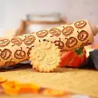 Wooden Halloween Pumpkin Rolling Pins Embossing Pattern Biscuit Roller Pastry