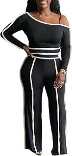[RISCUYY] Athleisure Sets Women Stretchy Comfy Long Sleeve Crop Top and Pants Track Suits for Women Set