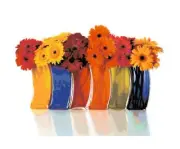 Gerbera Daisies in Vases Handmade Flower Counted Cross-Stitch Pattern Chart