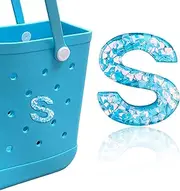 [HLUWA] Letter Charms for Bogg Bag, Alphabet Blue Sequin Lettering Accessories Charms for Bogg Bag and Simply Southern Bag, Insert Decorative Letter Charms for Handbag Beach Tote Bag.