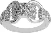 [MOONEYE] Round Cut White Topaz Gemstone Ring 925 Sterling Silver Interlocking Statement Wedding Ring