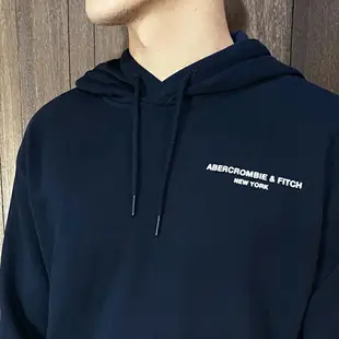 美國百分百【全新真品】Abercrombie & Fitch 連帽上衣 刷毛 AF 長袖上衣 logo 帽T 深藍 CS26