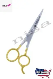 Barber Scissor 5.5" Ice Temp Stainless Steel Gold Handel