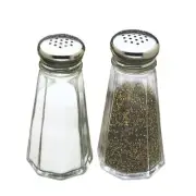 TableCraft 3 oz Salt and Pepper Shaker Glass with Steel Top Paneled | 12/Pack