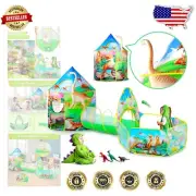 3 in 1 Kids Dinosaur Tent with Tunnel and Ball Pit - Ideal for Birthday Gifts