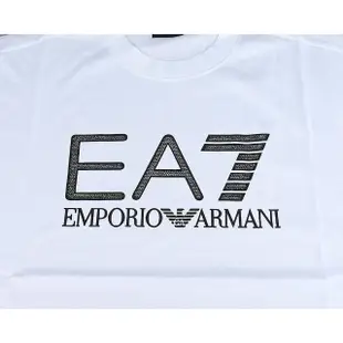 【EMPORIO ARMANI】Emporio armani經典黑鑽LOGO純棉短袖T恤(男款/白)