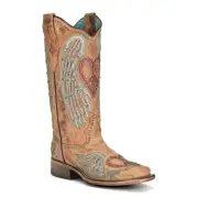 Corral Ladies Sandy Heart & Wings Tan Square Toe Boots A4313