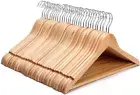KEPLIN Strong Natural Wood Wooden Coat Hangers with 360 Degree Rotatory Hook ...