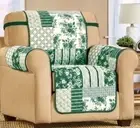 Plush Quilted Floral Patchwork Furniture Cover (Chair) Green 75.5" L x 65" W