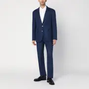 [Brunello Cucinelli] Indigo-colored linen blend suit 48 IT Blue