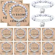 Equsion 12 Pieces Cheer Bracelet Cheerleading Gifts Cheerleading Bracelet for Cheerleader Cheer Charm Jewelry for Team, about 3.5 inches in diameter, Stone, no gemstone