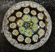 Vintage Millefiori Murano Italy Art Glass Cane Design Multicolor Paperweight 3"