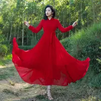 在飛比找ETMall東森購物網優惠-超仙茶卡鹽湖異域風情西藏紅裙
