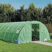 Large Walk in Greenhouse with Roll-up Zipper Door, Outdoor Green House, Greenhouse Tunnel, Portable Gardening Plant Hot House with PE Cover, Steel Frame, 1000 x 400 x 200 cm