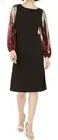 NWT MSK L BLACK OMBRE SEQUIN CHAMPAGNE RED SHIFT PARTY COCKTAIL MIDI DRESS