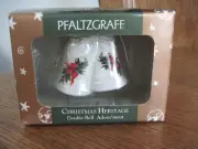 Pfaltzgraff Christmas Heritage Double Bell Adorn'ment Ornament w/Box