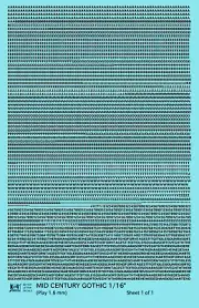 K4 HO Scale Water Slide Decals Black 1/16 Inch Mid Century Gothic Letter