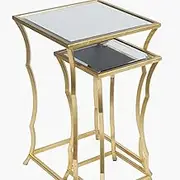 2 Piece Nesting Table, Integrated Wireless Charging Surface: No, Base Color: Gold