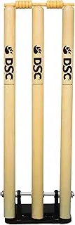 DSC Spring and Iron Base Cricket Stumps Set with Bails | Wood | Size: Full