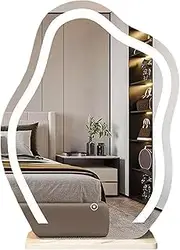 LED Lighted Vanity Mirror with True Color HD Reflection, 3-Color Dimmable Touch Control, Perfect for Bathroom Vanity Desk & Dressing Table, Women & Girls Makeup(White,Small)