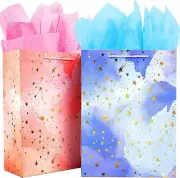 Gift Bags Large, Birthday Gift Bag Bulk Set Included 2 Pack Paper Gift Bags with