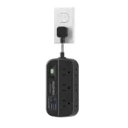 Short Extension Cord Surge Protector, 6 AC Outlets with 4 USB Fast Charge (5V...
