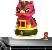 Solar Powered Lion Statue - Cartoon Waking Lion Ornament - Cute Holiday Favor Tabletop Centerpieces Animal Car Decoration for Home Decoration, Car Accessories
