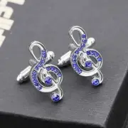 Lab-Created Sapphire Mens Cufflinks 2Ct Round Cut 14k White Gold Plated Silver