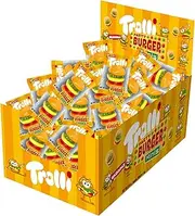 Trolli Mini Burger Gummy Candy - 540g Box with 60 x 9g Individually Wrapped Fun Burger-Shaped Lollies | Perfect for Parties & Kids' Treats