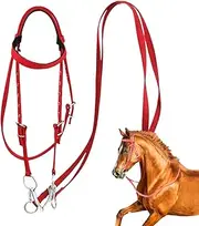 Headstall for Horses,Rope Adjustable Headstall Horse Bridle | Safety Rein with Snaps, Animal Harness Ranch Rope for Stable Riding