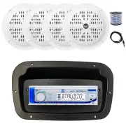 Dual Marine Receiver,Spa Bezel,Adapter, Antenna,Wire, 4x 4'' 100W White Speakers