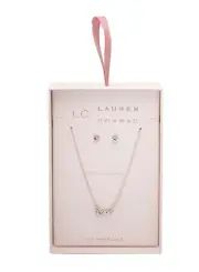 LC Lauren Conrad Love 16” Golden Necklace And Stud Earring Set- Brand New-A1