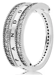 Pandora S925 Flipping Fold Hearts Ring With CZ 197404CZ-56 Size 7.5