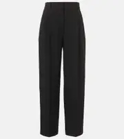 [The Row] The Row Lilas wool and linen-blend wide-leg pants AU 6 black