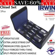 Irwin Marples High Impact Chisel Set With Strike Cap Thru-tang Wood Carving 5Pcs